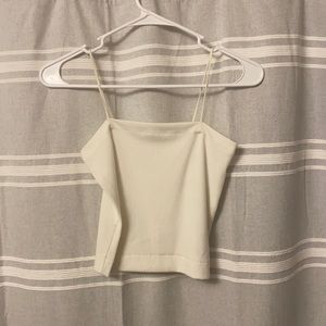 American Eagle cropped white straight across tank top.